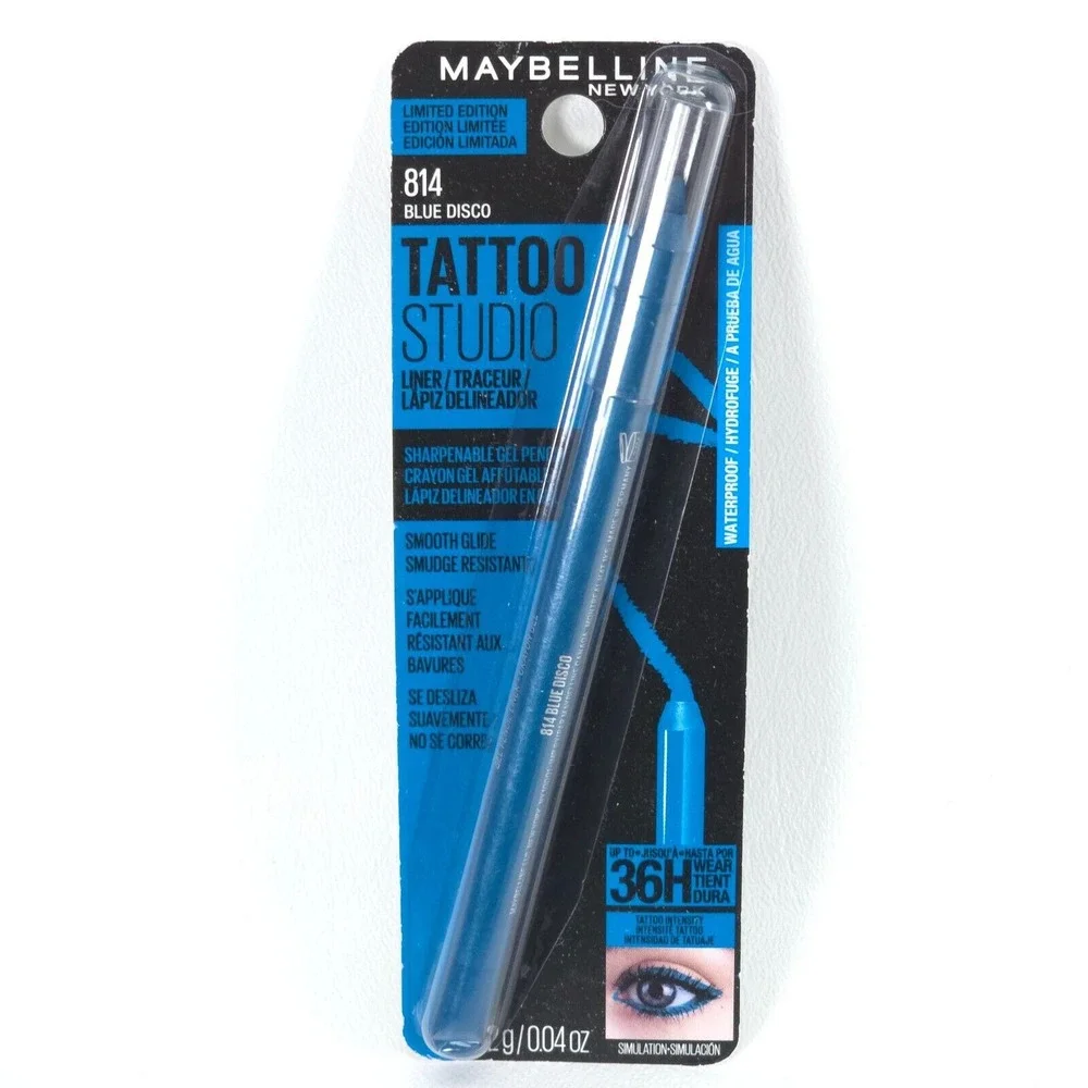 2 Maybelline Tattoo Studio Waterproof Liner Gel Pencil 814 Blue Disco